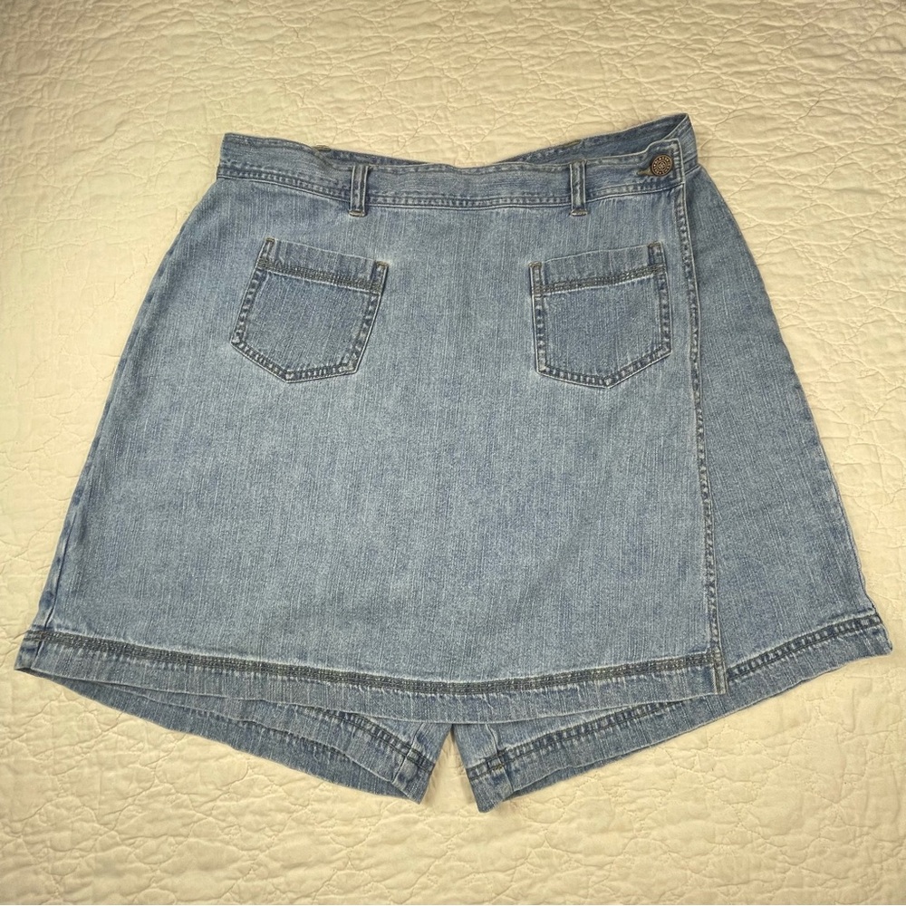 🔥Vintage 90s Y2K Bill Blass Denim Wrap Mini Skorts Casual Normcore Waist 32”